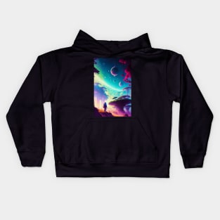 Abstract Another World Explorer Kids Hoodie